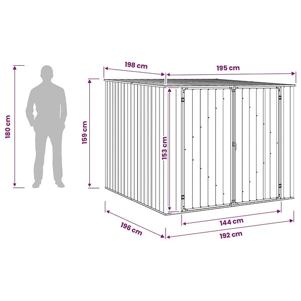 VIDAXL - vidaXL Abri de jardin Gris 195x198x159 cm Acier galvanisé - large