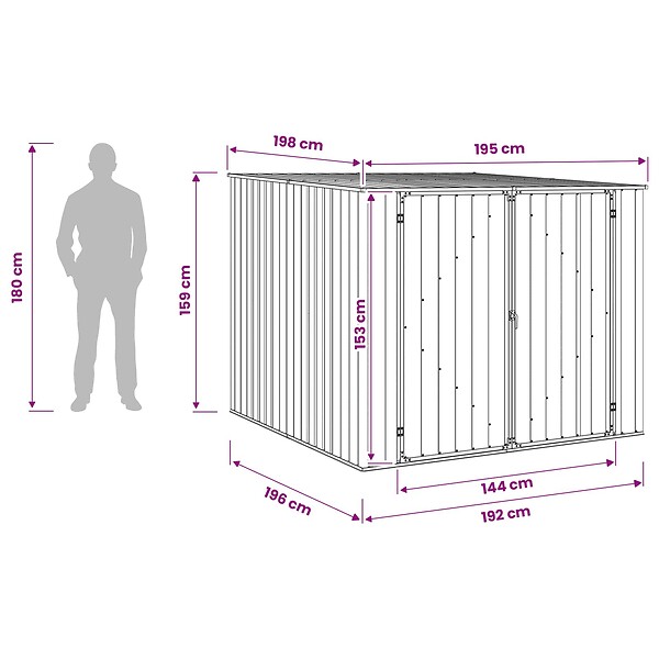 VIDAXL - vidaXL Abri de jardin Anthracite 195x198x159 cm Acier galvanisé - large