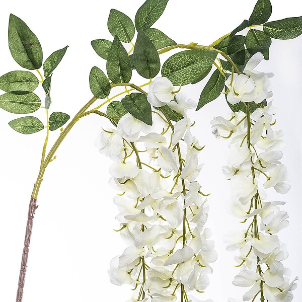 ATMOSPHERA - Tige artificielle 3 Glycine Blanche H 130 cm - large