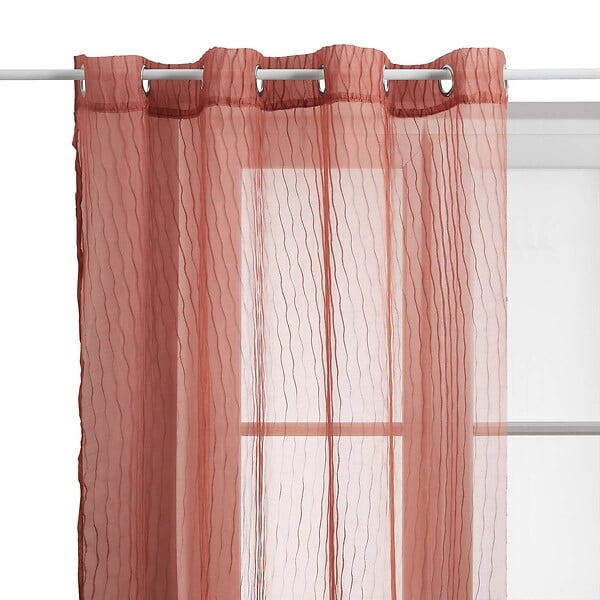 ATMOSPHERA - Voilage Mila rayures texturées140x240cm terracotta - large