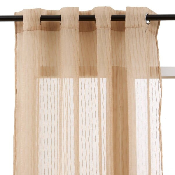 ATMOSPHERA - Voilage Mila rayures texturées140x240cm beige lin - large