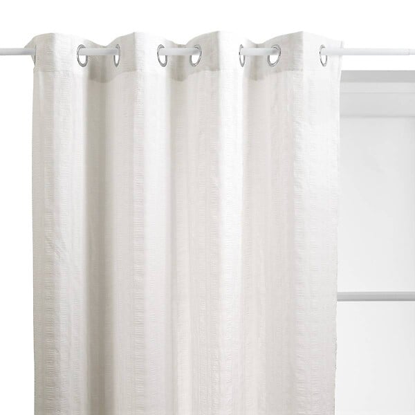ATMOSPHERA - Voilage Noa motif rayures plissées140x240cm blanc - large