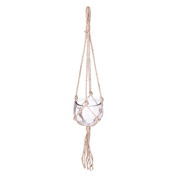 ATMOSPHERA - Pot à suspendre en Verre et Jute D 10.5 cm - large