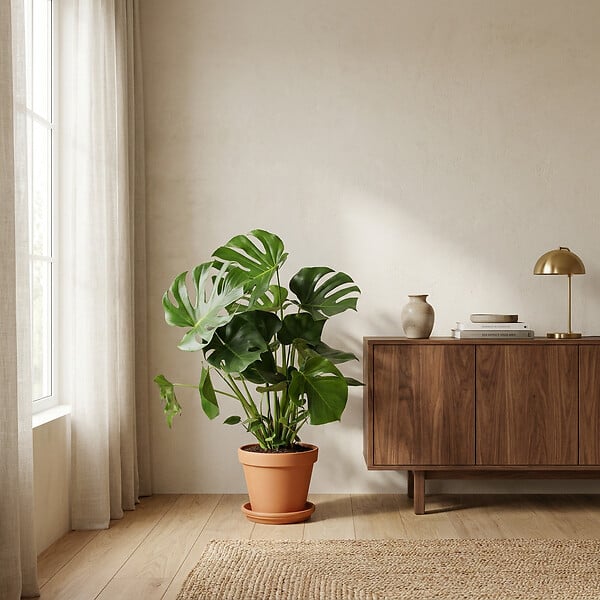 BLOOMIQUE - Monstera Deliciosa - Monstera - Plantes d’intérieur - Dépolluante - H. 70-80 cm - P. 21 cm - large