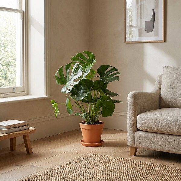 BLOOMIQUE - Monstera Deliciosa - Monstera - Plantes d’intérieur - Dépolluante - H. 70-80 cm - P. 21 cm - large