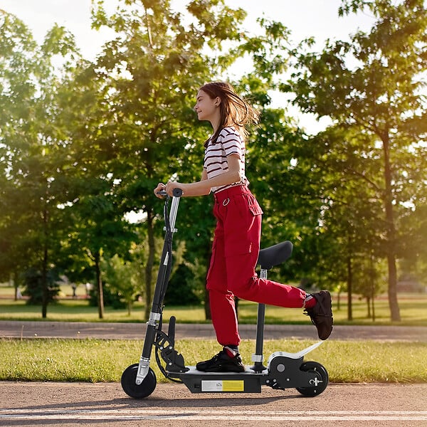 HOMCOM - Trottinette électrique 120 W pliable pour enfant de 7 à 12 ans hauteur guidon et selle réglable 10 Km/h max. noir - large