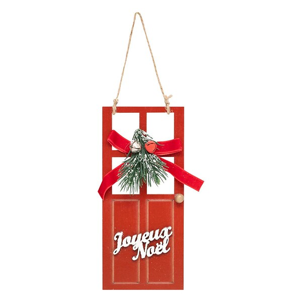 FEERIC LIGHTS & CHRISTMAS - Suspension de sapin porte > rouge en bois 15 cm - large