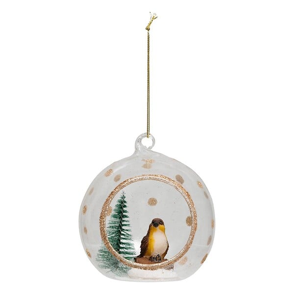 FEERIC LIGHTS & CHRISTMAS - Boule de Noël en verre oiseau marron D. 100 mm - large