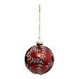 FEERIC LIGHTS & CHRISTMAS - Boule de Noël Verre 90 mm Imprimé Fleur Rouge - vignette