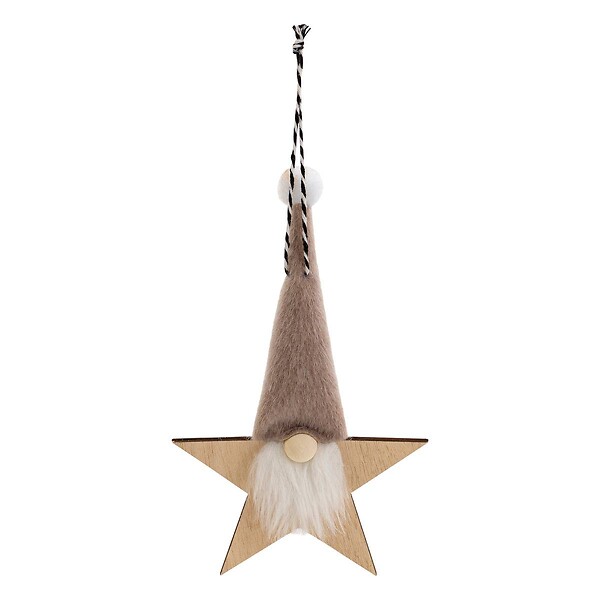 FEERIC LIGHTS & CHRISTMAS - Suspension de sapin gnome sur étoile en bois 19 cm - large