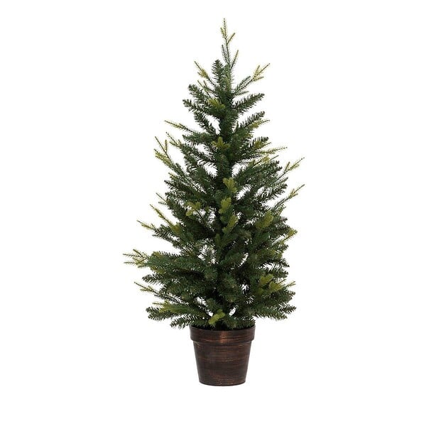 FEERIC LIGHTS & CHRISTMAS - Sapin de Noël artificiel Vert 2 tons dans un pot cuivré H 100 cm - large