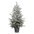FEERIC LIGHTS & CHRISTMAS - Sapin de Noël artificiel vert floqué blanc et pailleté avec son pot argenté H 100 cm - vignette