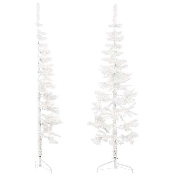 VIDAXL - vidaXL Demi sapin de Noël artificiel mince avec support Blanc 150 cm - large