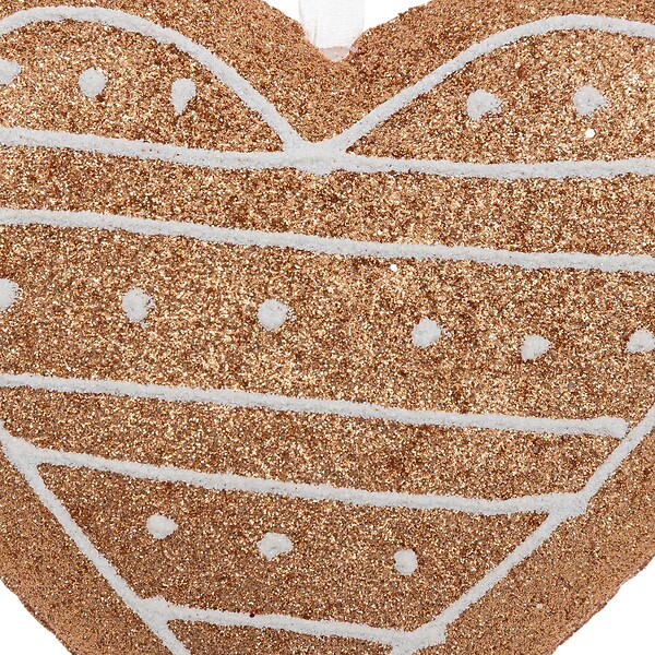 FEERIC LIGHTS & CHRISTMAS - Sujet cœur cookie paillettes polystyrène H.13cm marron - large