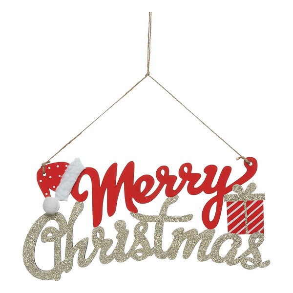 FEERIC LIGHTS & CHRISTMAS - Suspension de Noël en bois inscription Merry H. 30 cm - large
