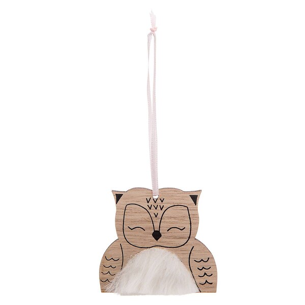 FEERIC LIGHTS & CHRISTMAS - Sujet de Noël Hibou Fourrure 11cm en bois - large