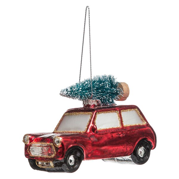FEERIC LIGHTS & CHRISTMAS - Sujet de Noël Voiture Verre Sapin - large
