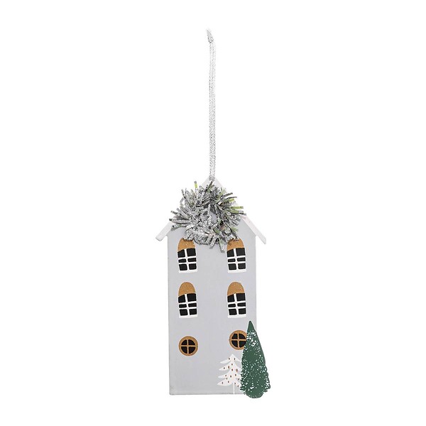 FEERIC LIGHTS & CHRISTMAS - Sujet de Noël Maison Métal Grise 13,5 cm - large
