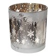 FEERIC LIGHTS & CHRISTMAS - Bougeoir Photophore en verre Blanc et Argent effet double impression H 8 cm - vignette