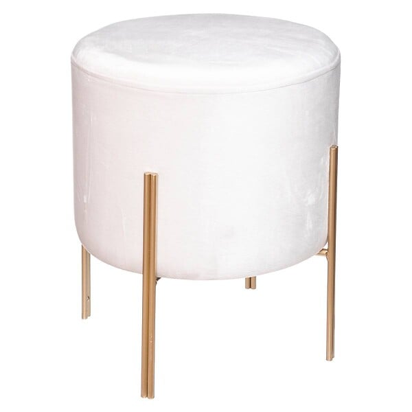 ATMOSPHERA - Tabouret "Living" velours blanc ivoire - large