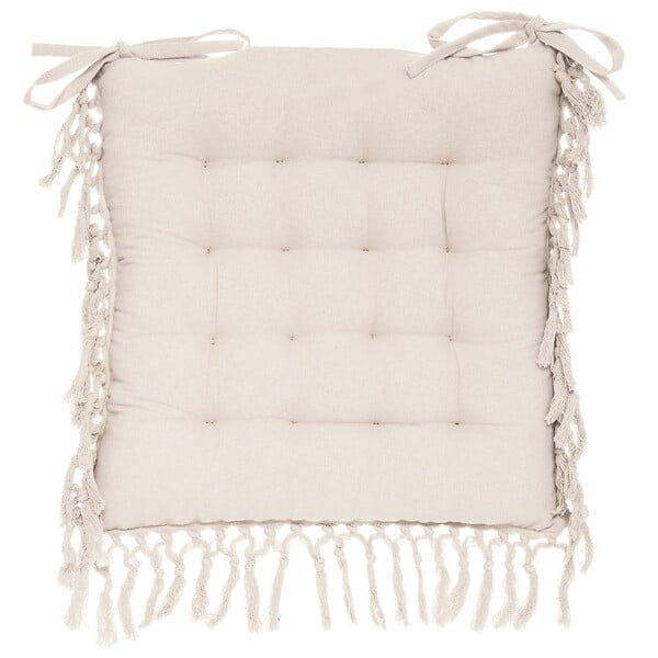 ATMOSPHERA - Galette de chaise "Macra" en macramé blanc ivoire 40x40cm - large