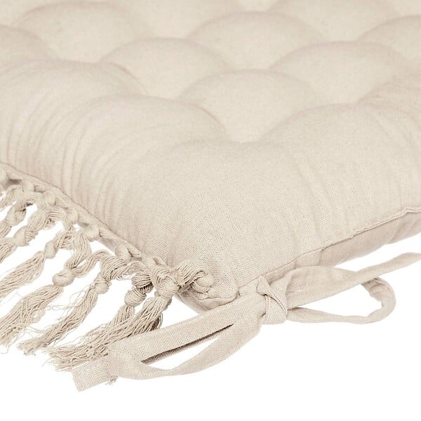 ATMOSPHERA - Galette de chaise "Macra" en macramé blanc ivoire 40x40cm - large