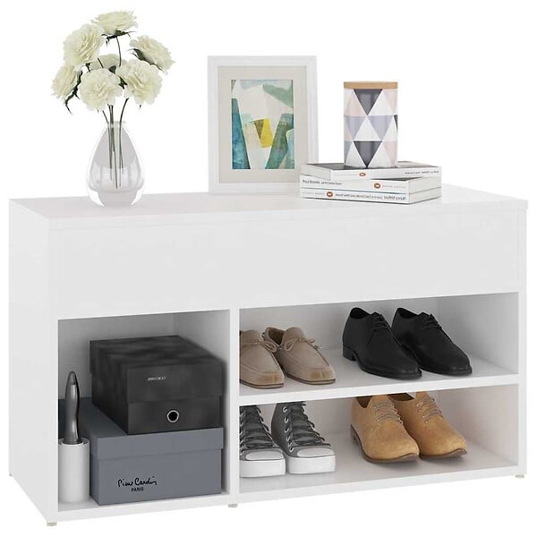 VIDAXL - vidaXL Banc à  chaussures Blanc 80x30x45 cm Bois d'ingénierie - large