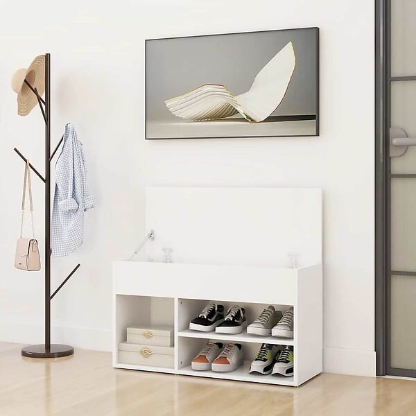 VIDAXL - vidaXL Banc à  chaussures Blanc 80x30x45 cm Bois d'ingénierie - large
