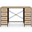 ID MARKET - Bureau 8 tiroirs en tissu 120x45 cm UTAH bois et noir design industriel - vignette