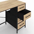 ID MARKET - Bureau 8 tiroirs en tissu 120x45 cm UTAH bois et noir design industriel - vignette