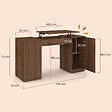 ID MARKET - Bureau plateau relevable 140x50 cm JULIETTE 2 portes lattes tasseau bois effet noyer - vignette