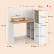 ID MARKET - Bureau d'angle CHARLES 1 porte, niches et tiroir avec support écran blanc et bois façon hêtre - vignette