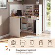 ID MARKET - Bureau d'angle CHARLES 1 porte, niches et tiroir avec support écran blanc et bois façon hêtre - vignette