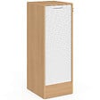 ID MARKET - Meuble classeur à rideau verrouillable 4 tablettes H.110 cm blanc et bois - vignette
