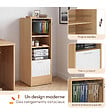 ID MARKET - Meuble classeur à rideau verrouillable 4 tablettes H.110 cm blanc et bois - vignette