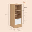 ID MARKET - Meuble classeur à rideau verrouillable 4 tablettes H.110 cm blanc et bois - vignette