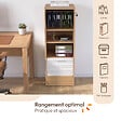 ID MARKET - Meuble classeur à rideau verrouillable 4 tablettes H.110 cm blanc et bois - vignette
