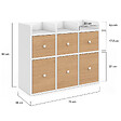 ID MARKET - Meuble de rangement enfant PABLO blanc 6 bacs en tissu façade effet hêtre et 3 étagères bibliothèque - vignette