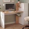 ID MARKET - Bureau avec armoire de rangements 140x50 cm NICO étagères blanc et bois - vignette