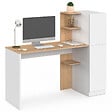 ID MARKET - Bureau avec armoire de rangements 140x50 cm NICO étagères blanc et bois - vignette