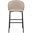 ID MARKET - Lot de 4 tabourets de bar PENNY en tissu taupe, dossier effet noyer et pieds en métal noir - vignette