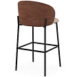 ID MARKET - Lot de 4 tabourets de bar PENNY en tissu taupe, dossier effet noyer et pieds en métal noir - vignette