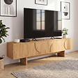 ID MARKET - Meuble TV 180 cm ARVIN 2 portes avec reliefs arrondis bois clair - vignette