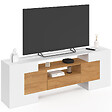 ID MARKET - Meuble TV XXL 180 cm MARIO 4 portes et 1 tiroir bois et blanc - vignette
