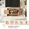 ID MARKET - Meuble TV XXL 180 cm MARIO 4 portes et 1 tiroir bois et blanc - vignette