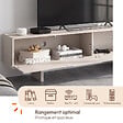 ID MARKET - Meuble TV 180 cm ARVIN 2 portes avec reliefs arrondis bois coloris beige - vignette