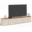 ID MARKET - Meuble TV 180 cm suspendu LEORA 3 portes effet travertin et bois - vignette