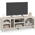 ID MARKET - Meuble TV 140 cm organique ALESIA 6 niches bois effet travertin - vignette