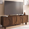 ID MARKET - Meuble TV 140 cm ARCHIE 4 portes effet noyer - vignette