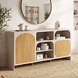 ID MARKET - Buffet 160 cm ATHENA 2 portes avec 4 niches design organique beige et effet bois - vignette